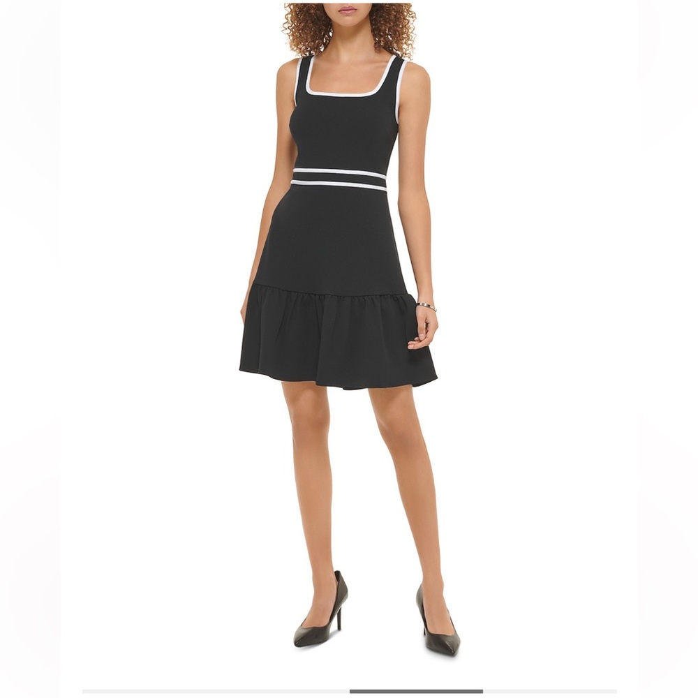 NWT KARL LAGERFELD PARIS Tipped Scuba Crepe Midi Dress